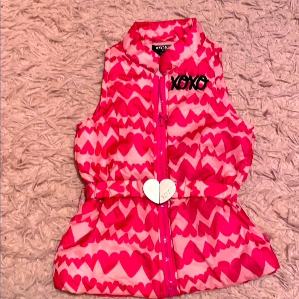 XOXO Girls Pink Hearts Belted Vest, 5/6